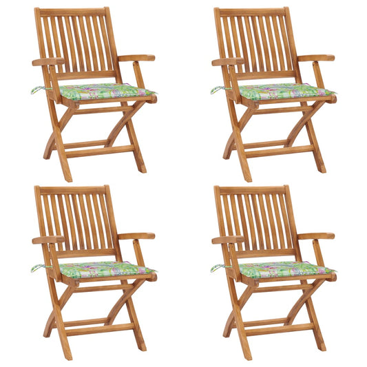 Klappbare Gartenstühle mit Kissen 4 Stk. Massivholz Teak 102458