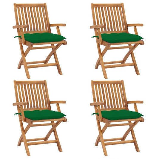 Klappbare Gartenstühle mit Kissen 4 Stk. Massivholz Teak 96643