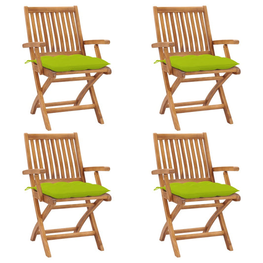 Klappbare Gartenstühle mit Kissen 4 Stk. Massivholz Teak 102368