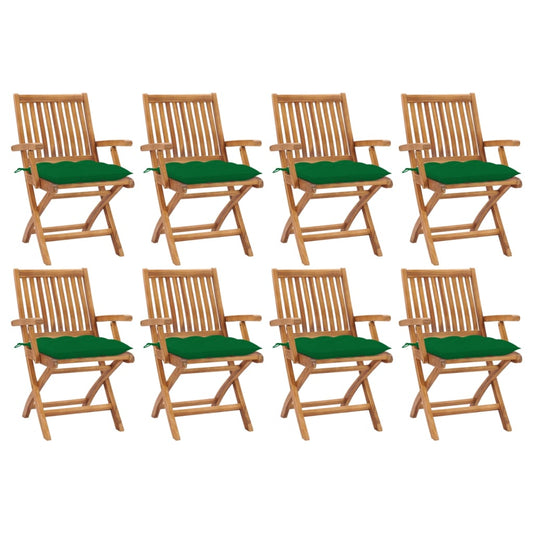 Klappbare Gartenstühle mit Kissen 8 Stk. Massivholz Teak 99442