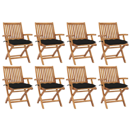 Klappbare Gartenstühle mit Kissen 8 Stk. Massivholz Teak 98568