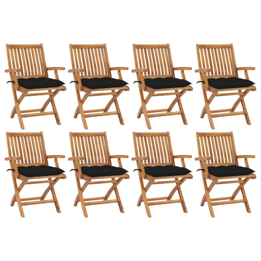 Klappbare Gartenstühle mit Kissen 8 Stk. Massivholz Teak 102423