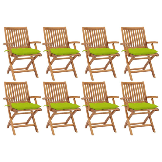 Klappbare Gartenstühle mit Kissen 8 Stk. Massivholz Teak 102460