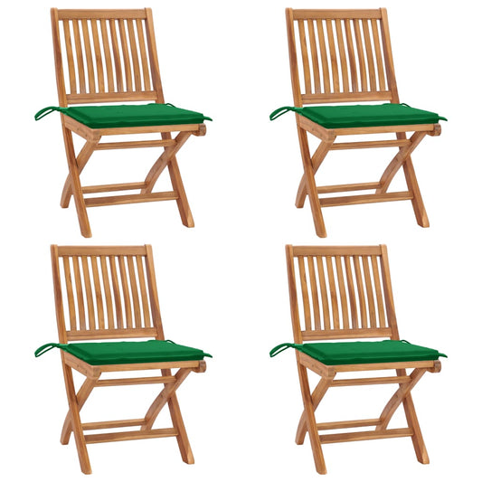 Klappbare Gartenstühle mit Kissen 4 Stk. Massivholz Teak 102174