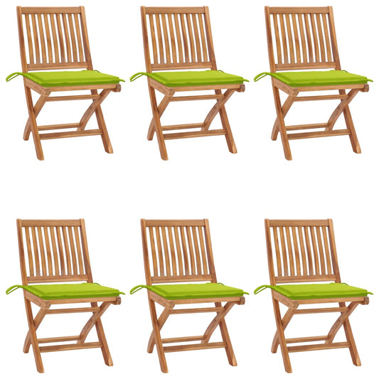 Klappbare Gartenstühle mit Kissen 6 Stk. Massivholz Teak 102428