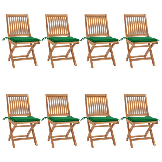 Klappbare Gartenstühle mit Kissen 8 Stk. Massivholz Teak 99449