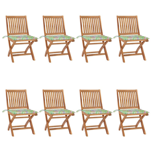 Klappbare Gartenstühle mit Kissen 8 Stk. Massivholz Teak 102384