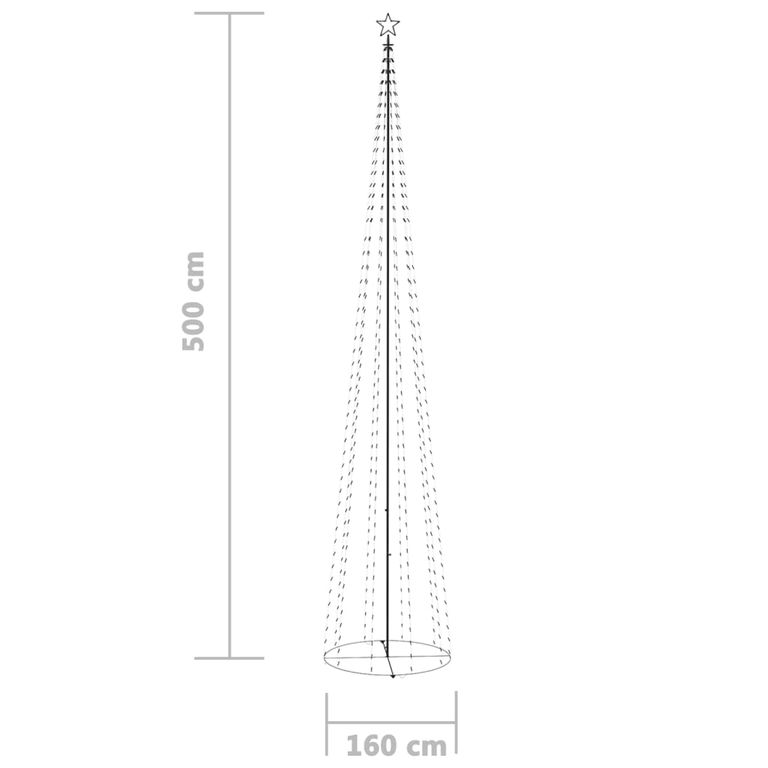 Weihnachtsbaum-Dekoration Kegelform 752 LEDs 160x500cm Kaltweiß 126586