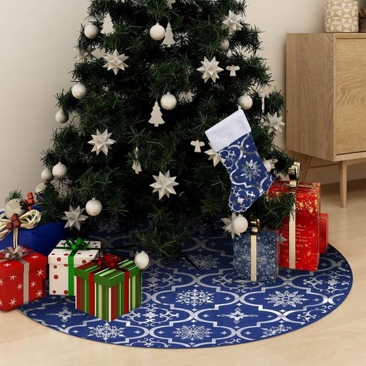 Luxus-Weihnachtsbaumdecke mit Socke Blau 90 cm Stoff 122624