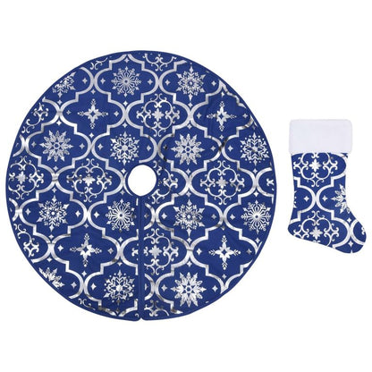 Luxus-Weihnachtsbaumdecke mit Socke Blau 122 cm Stoff 126909