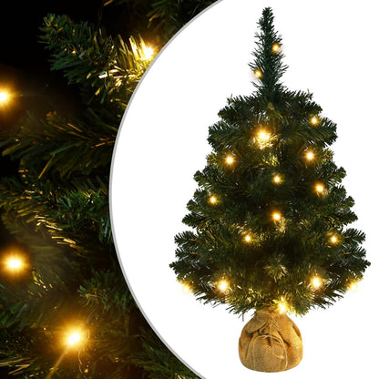 Künstlicher Weihnachtsbaum mit Ständer und LEDs Grün 60 cm PVC 125340