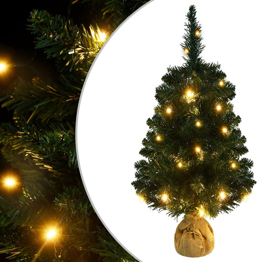 Künstlicher Weihnachtsbaum mit Ständer und LEDs Grün 90 cm PVC 87871