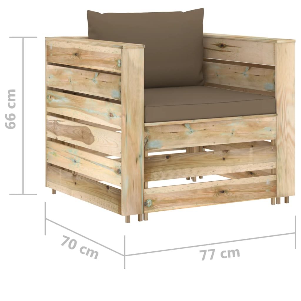 2-tlg. Garten-Lounge-Set mit Kissen Grün Imprägniertes Holz 114132