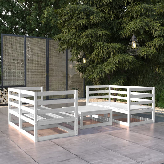 5-tlg. Garten-Lounge-Set Weiß Kiefer Massivholz 103913