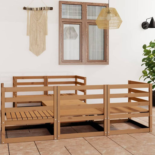 6-tlg. Garten-Lounge-Set Honigbraun Massivholz Kiefer 96499