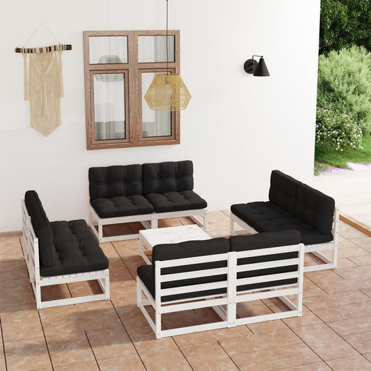 9-tlg. Garten-Lounge-Set mit Kissen Kiefer Massivholz 119956