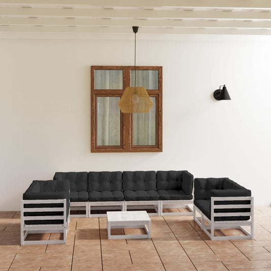 9-tlg. Garten-Lounge-Set mit Kissen Kiefer Massivholz 120631