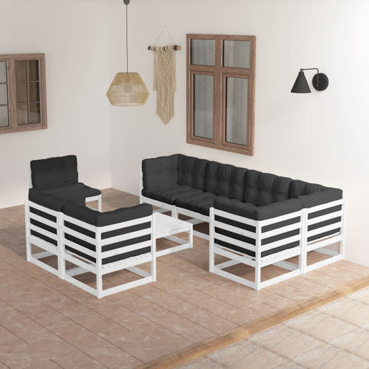 9-tlg. Garten-Lounge-Set mit Kissen Kiefer Massivholz 115928