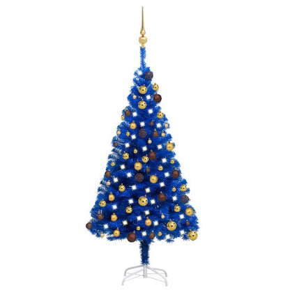 Künstlicher Weihnachtsbaum mit LEDs & Kugeln Blau 120 cm PVC 87500