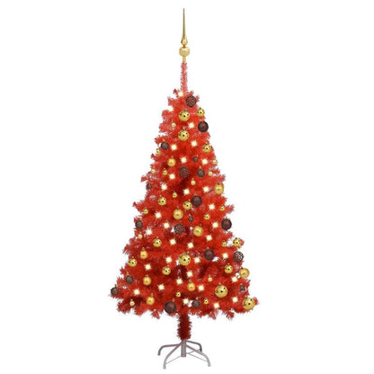 Künstlicher Weihnachtsbaum mit LEDs & Kugeln Rot 120 cm PVC 87580