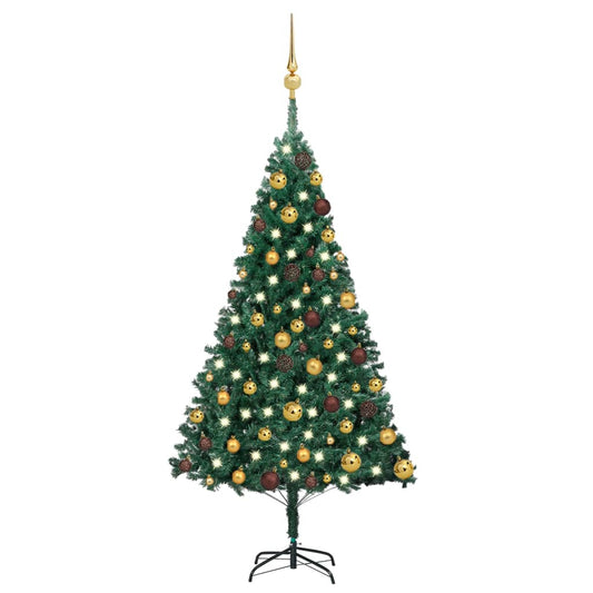 Künstlicher Weihnachtsbaum mit LEDs & Kugeln Grün 120 cm PVC 127556