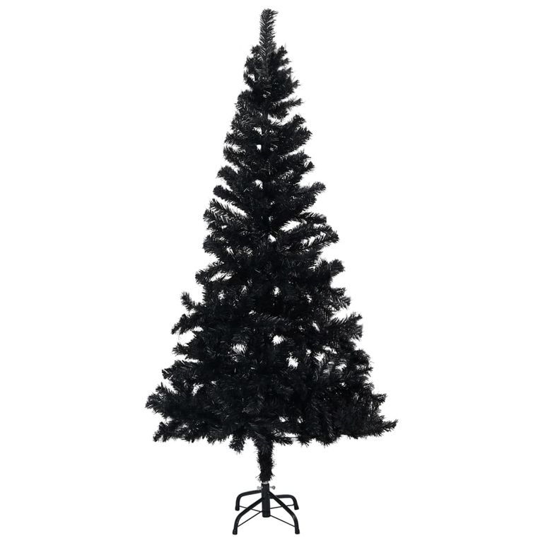 Künstlicher Weihnachtsbaum mit LEDs & Kugeln Schwarz 120cm PVC 87595