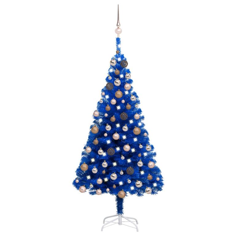 Künstlicher Weihnachtsbaum mit LEDs & Kugeln Blau 120 cm PVC  87501