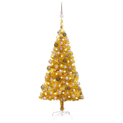 Künstlicher Weihnachtsbaum mit LEDs & Kugeln Golden 120cm PET 129339