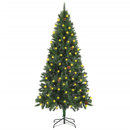 Künstlicher Weihnachtsbaum mit LEDs Kiefernzapfen Grün 180 cm 87733