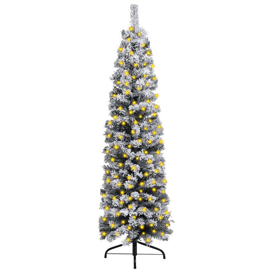 Weihnachtsbaum Schmal mit LEDs Beschneit Grün 120 cm PVC 88765