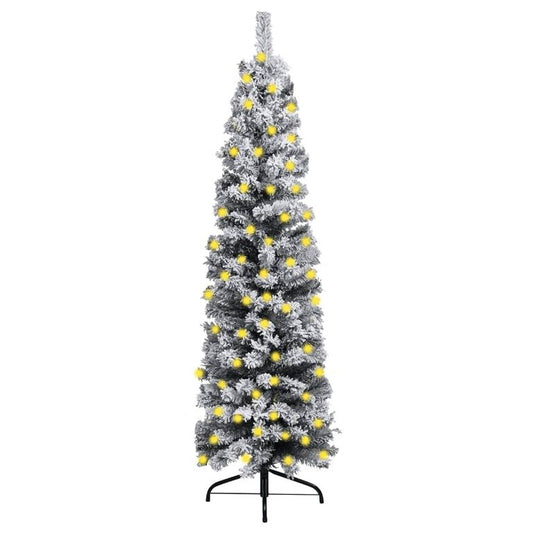 Weihnachtsbaum Schmal mit LEDs Beschneit Grün 240 cm PVC 88769