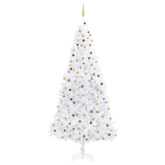 Künstlicher Weihnachtsbaum mit LEDs & Kugeln 300 cm Weiß 129364