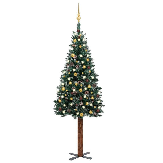 Weihnachtsbaum Schlank mit LEDs & Kugeln Grün 180 cm 88688