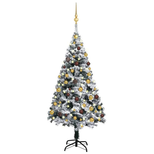 Künstlicher Weihnachtsbaum mit LEDs & Kugeln Grün 120 cm 127437