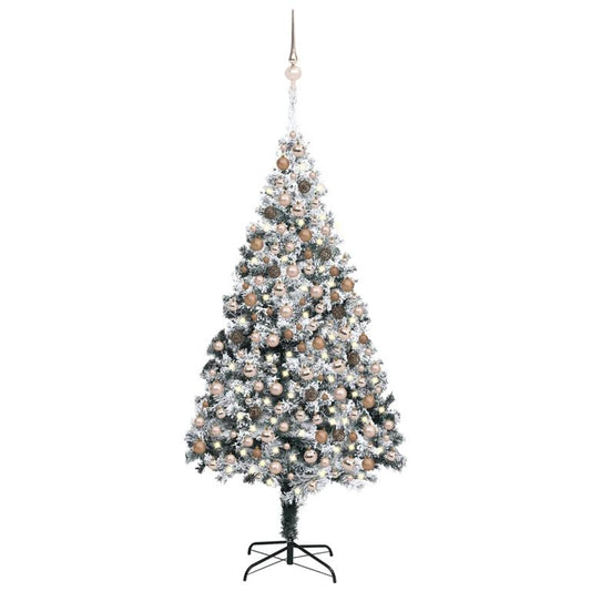 Künstlicher Weihnachtsbaum LEDs & Kugeln Beschneit Grün 300 cm 128406