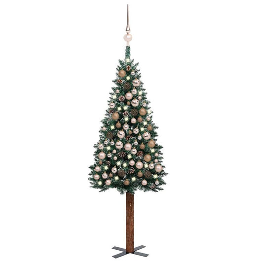 Weihnachtsbaum Schlank mit LEDs & Kugeln Grün 180 cm 88689