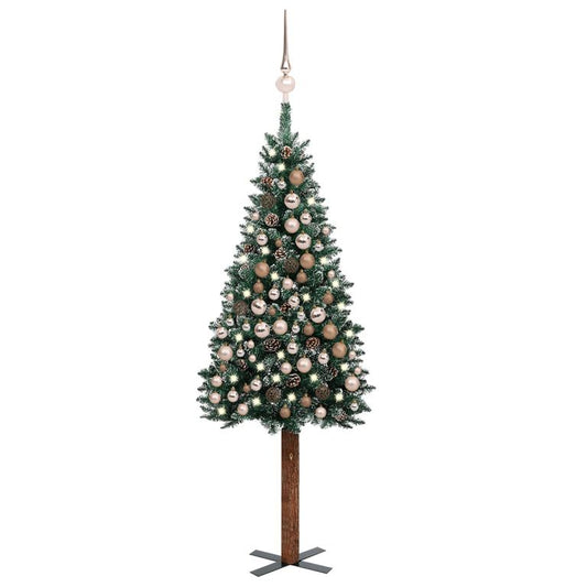 Weihnachtsbaum Schlank mit LEDs & Kugeln Grün 210 cm 88695