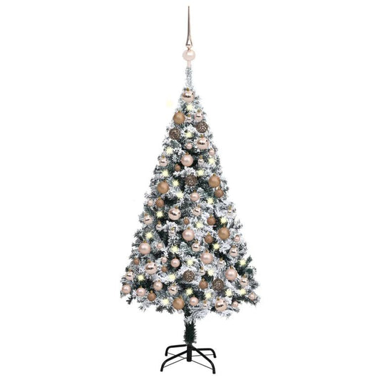 Künstlicher Weihnachtsbaum mit LEDs & Kugeln Grün 120 cm 127438