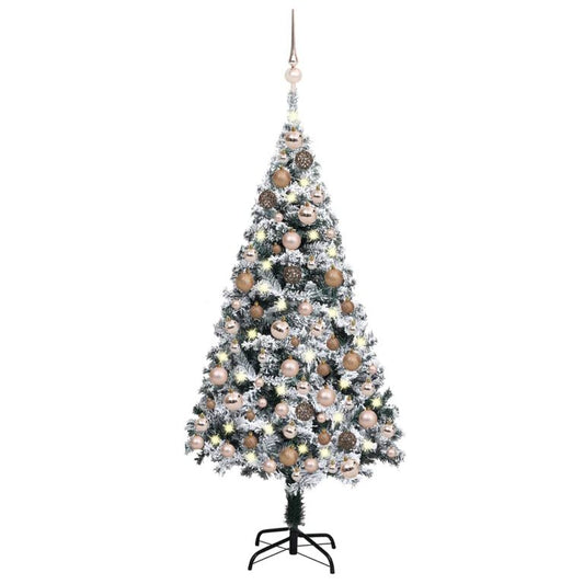 Künstlicher Weihnachtsbaum mit LEDs & Kugeln Grün 150 cm PVC 127163