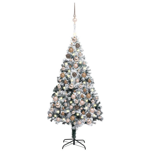 Künstlicher Weihnachtsbaum mit LEDs & Kugeln Grün 180 cm PVC 127537