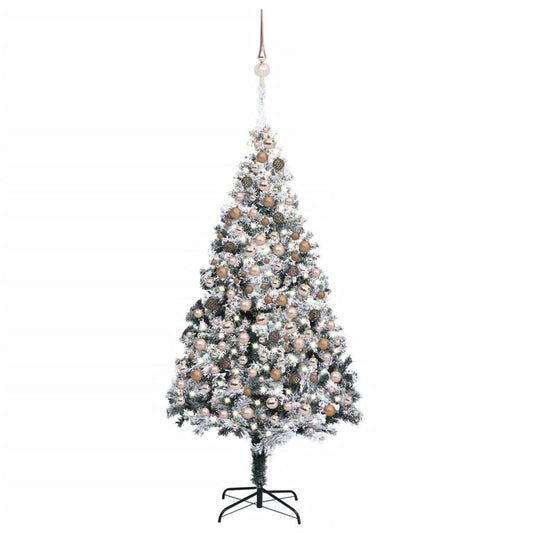 Künstlicher Weihnachtsbaum mit LEDs & Kugeln Grün 210 cm PVC 87553