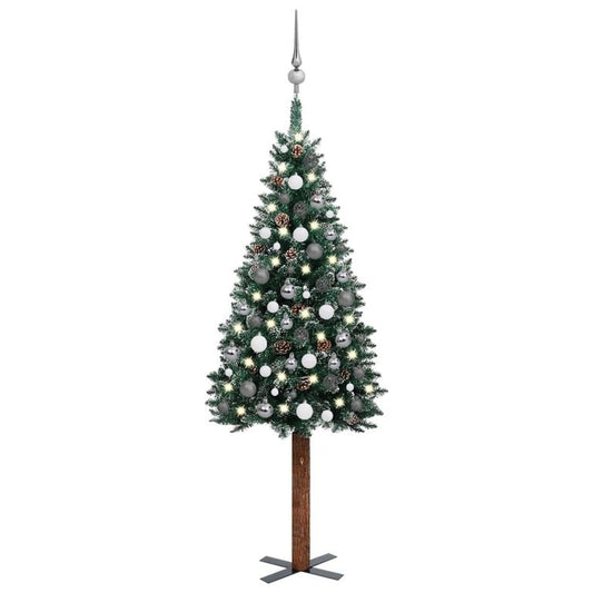 Weihnachtsbaum Schlank mit LEDs & Kugeln Grün 150 cm 127630