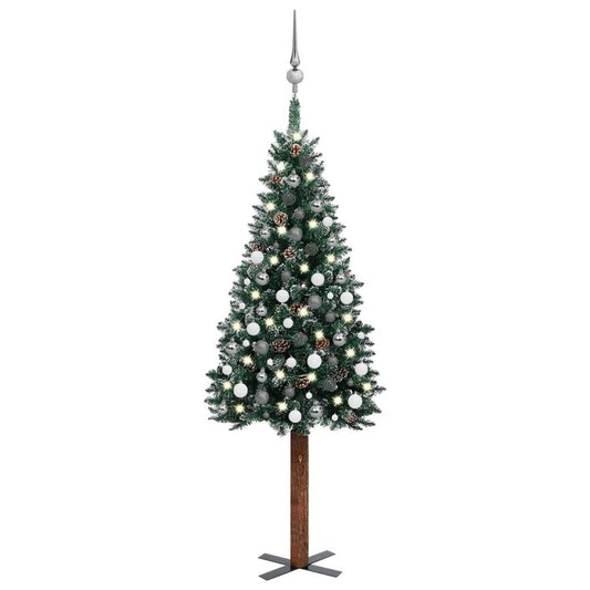 Weihnachtsbaum Schlank mit LEDs & Kugeln Grün 180 cm 88690