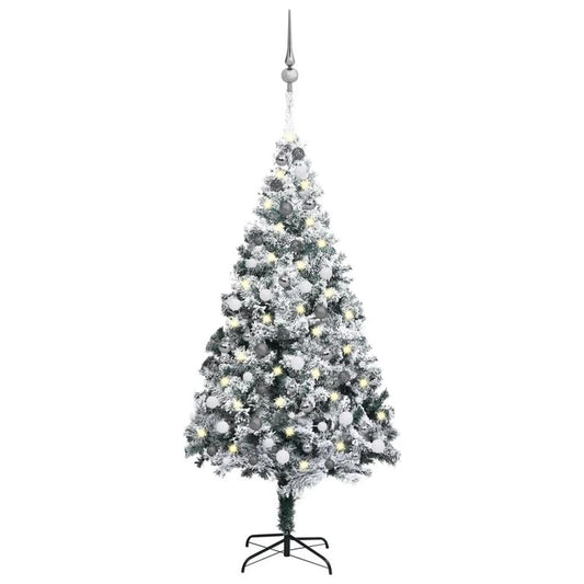 Künstlicher Weihnachtsbaum mit LEDs & Kugeln Grün 210 cm PVC 87554