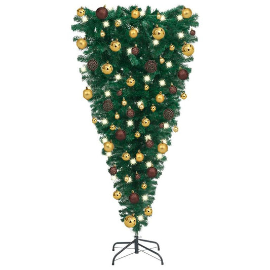 Künstlicher Weihnachtsbaum Kopfüber mit LEDs & Kugeln 120 cm 130226