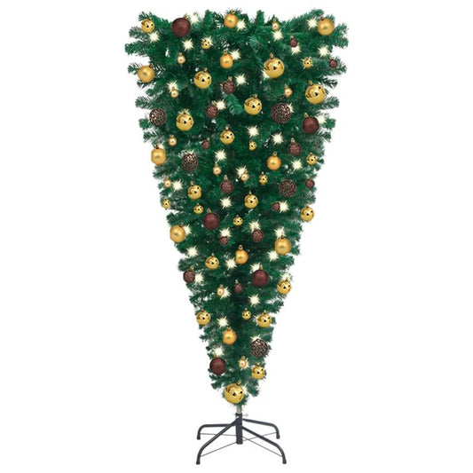 Künstlicher Weihnachtsbaum Kopfüber mit LEDs & Kugeln 150 cm 130127