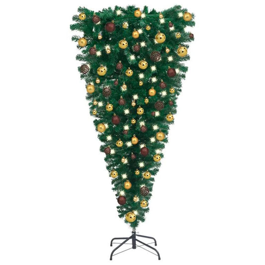 Künstlicher Weihnachtsbaum Kopfüber mit LEDs & Kugeln 180 cm 87374