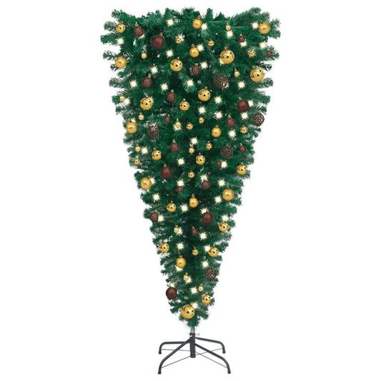 Künstlicher Weihnachtsbaum Kopfüber mit LEDs & Kugeln 240 cm   87378