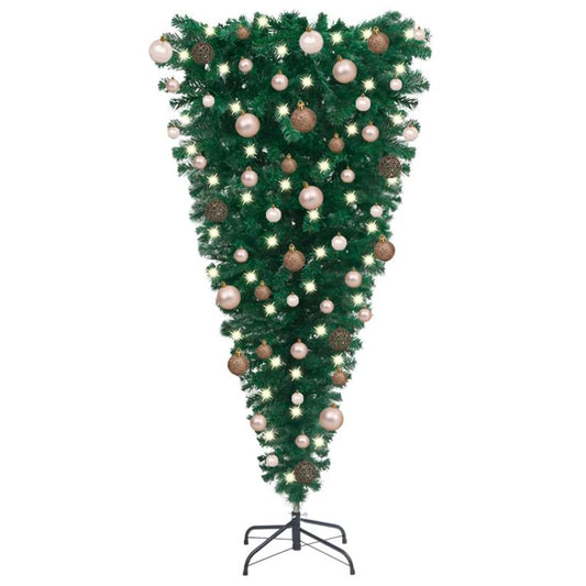 Künstlicher Weihnachtsbaum Kopfüber mit LEDs & Kugeln 120 cm 130227