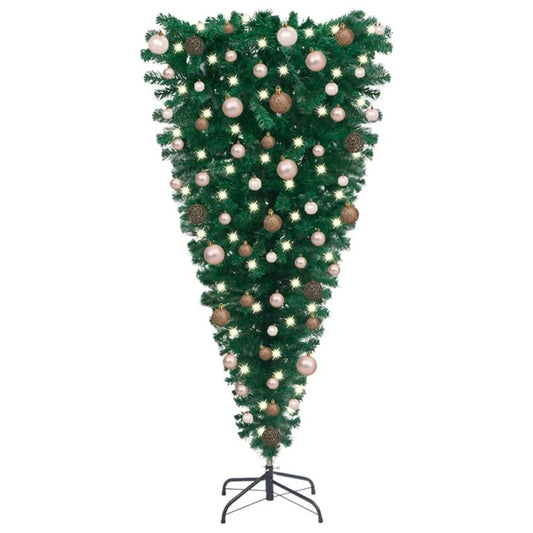 Künstlicher Weihnachtsbaum Kopfüber mit LEDs & Kugeln 150 cm 87373